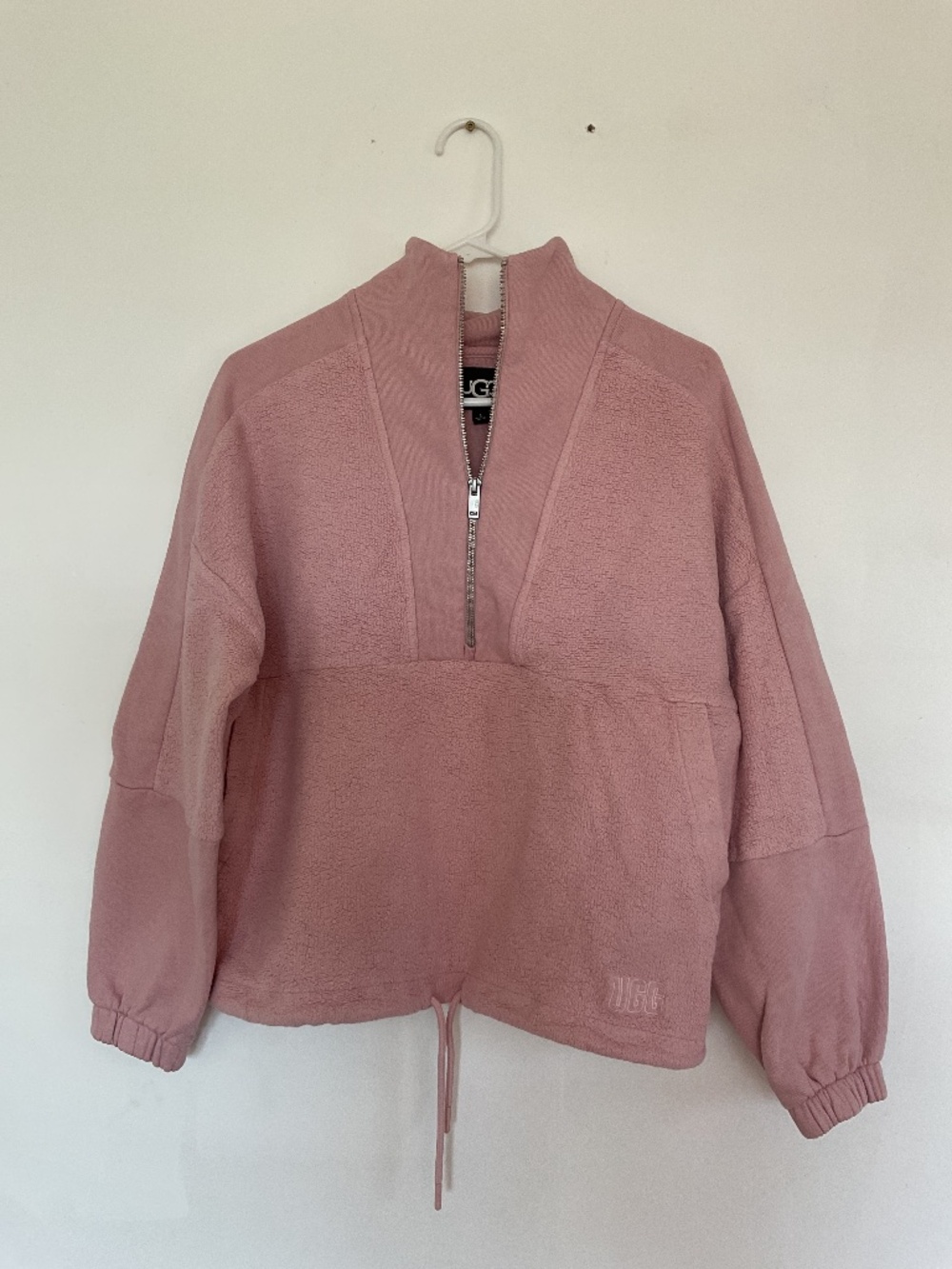 UGG Elana Mixed Half Zip Pullover Sweater Pink Size Small 100% Cotton